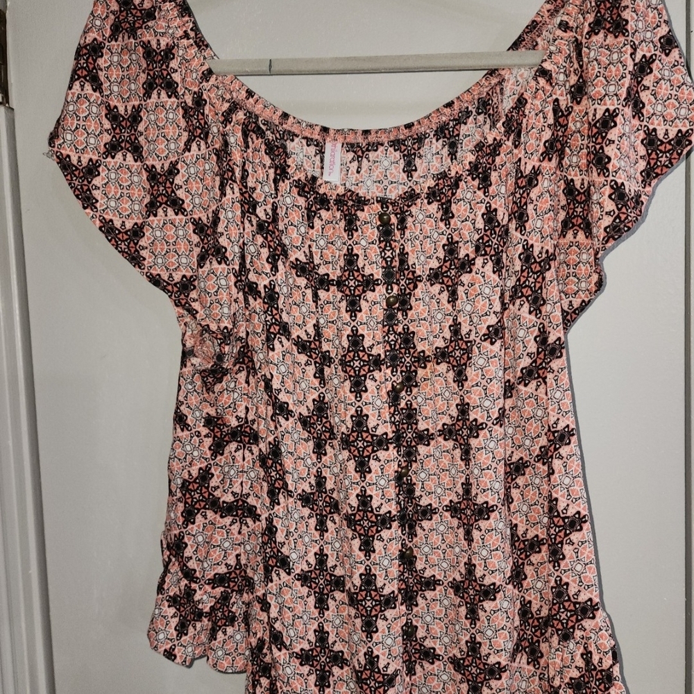 Patterned Women's Top - Pink and Black